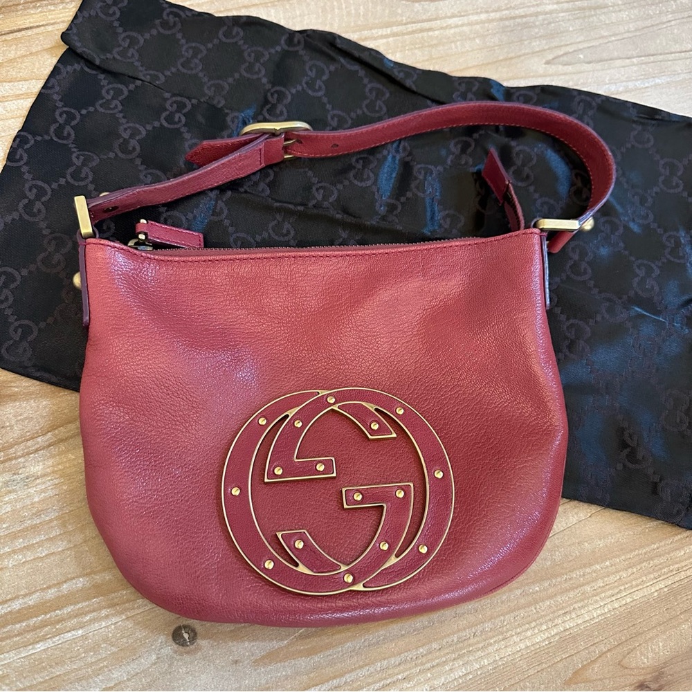 Vintage Gucci Calfskin Small Blondie Hobo Red, Pink Bag Authentic 121552 2123